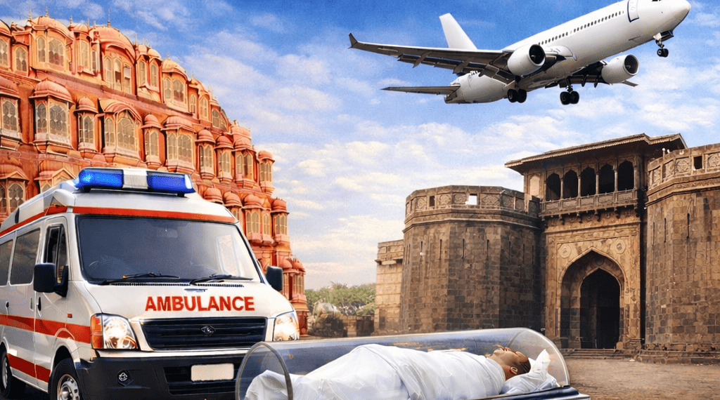 Dead Body Transportation from Jaipur to Pune with ambulance and air cargo service