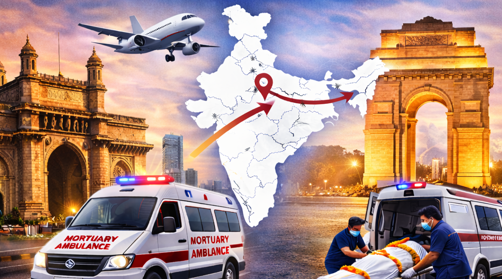 Dead body transportation from Mumbai to Delhi by air and road ambulance