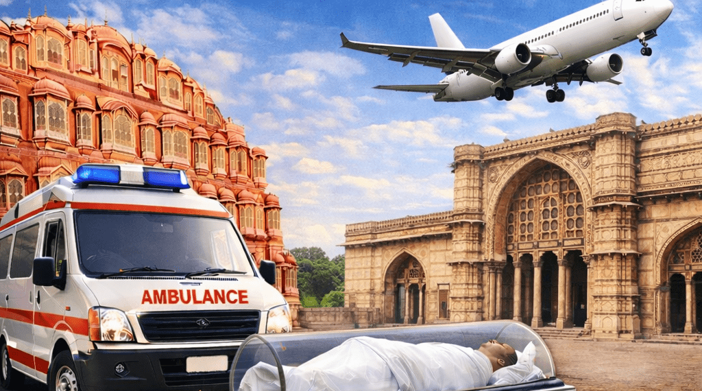 Dead Body Transportation from Jaipur to Ahmedabad with ambulance and air cargo service