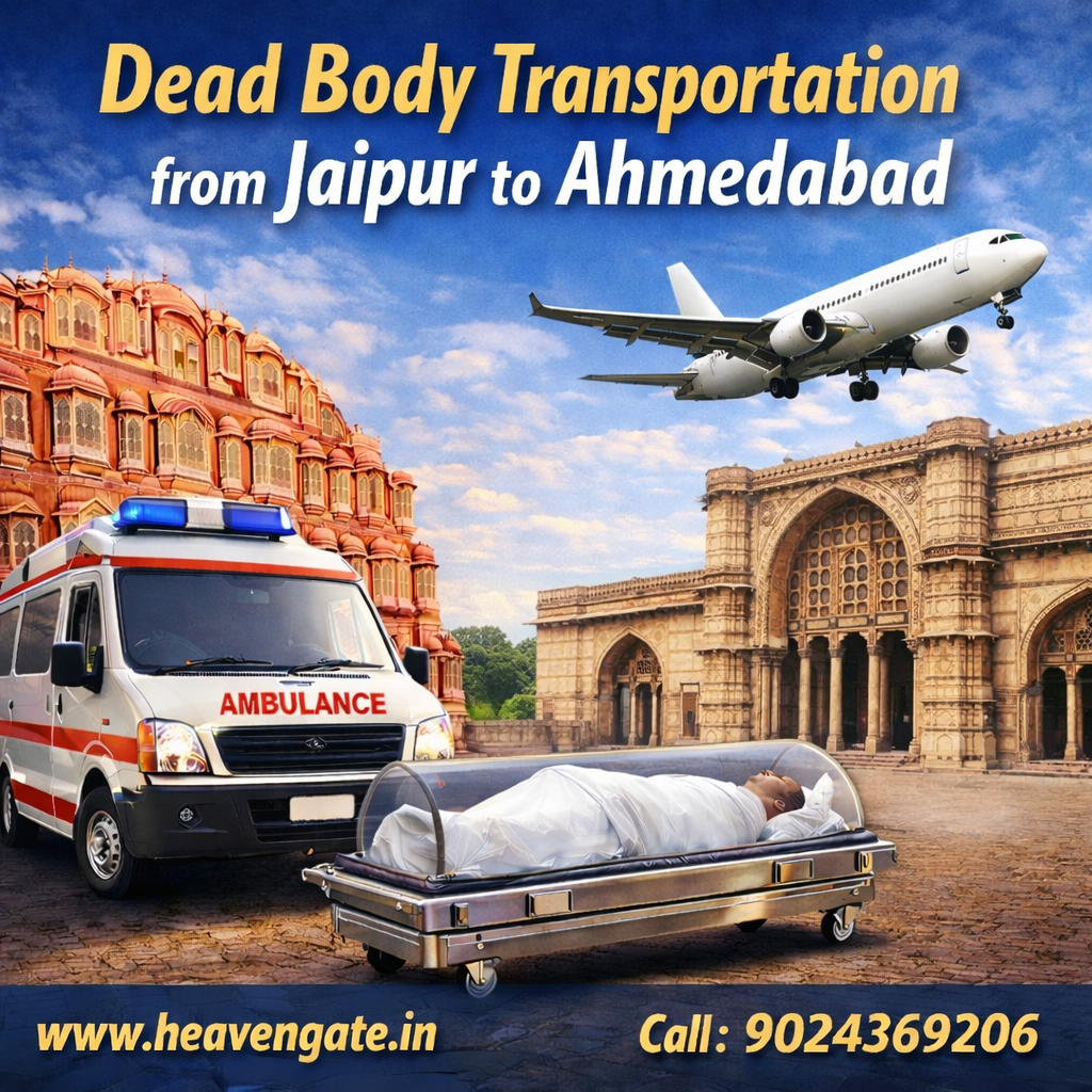 Dead Body Transportation from Jaipur to Ahmedabad with ambulance and air cargo service