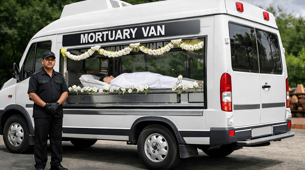 Hearse van and mortuary van service for dignified dead body transportation by Heavengate in India