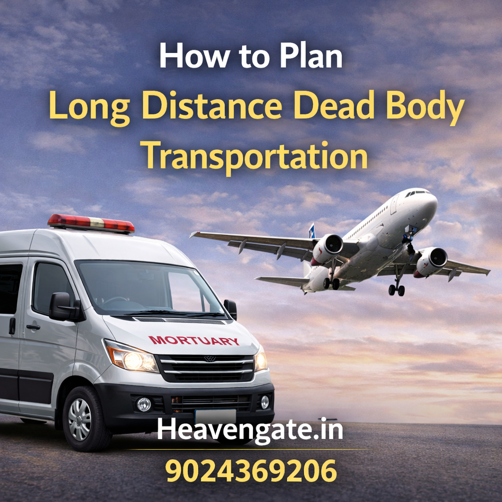 Long distance dead body transportation using mortuary van and air cargo services with Heavengate contact details