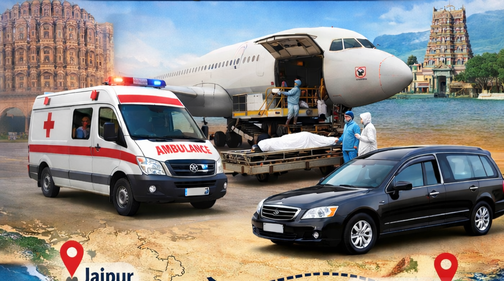 Dead Body Transportation from Jaipur to Coimbatore by Heaven Gate Funeral Care