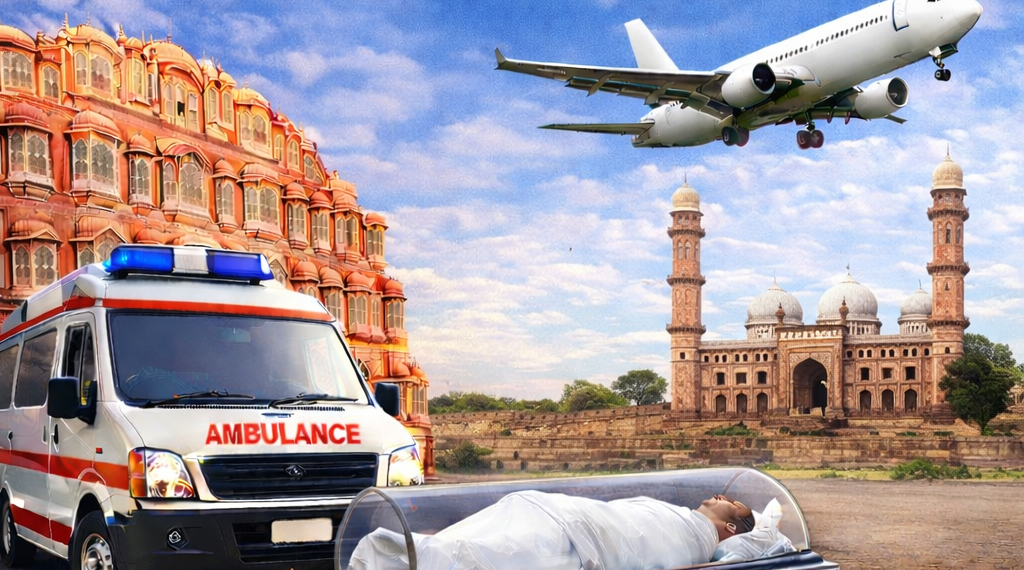 Dead Body Transportation from Jaipur to Bhopal with ambulance and air cargo service