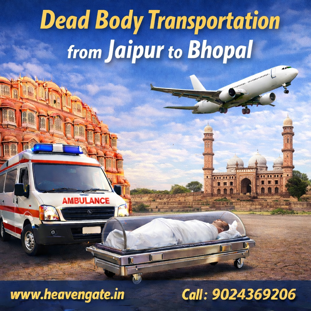 Dead Body Transportation from Jaipur to Bhopal with ambulance and air cargo service