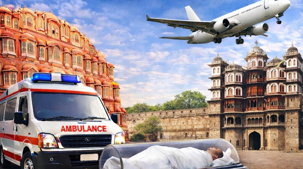 Dead Body Transportation from Jaipur to Indore with ambulance and air cargo service