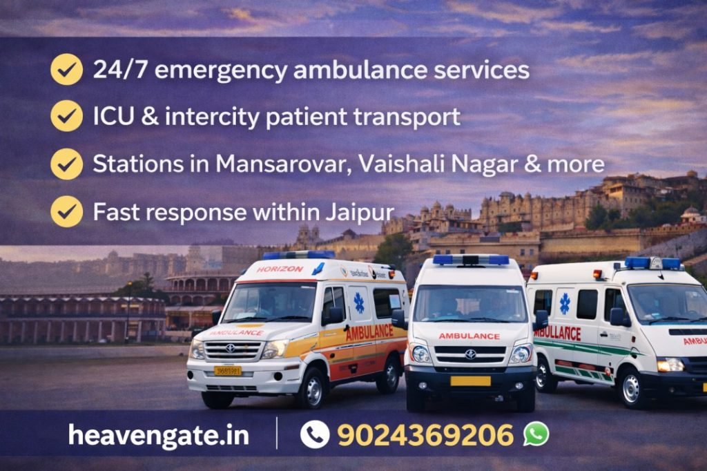 24/7 emergency ambulance service in Jaipur with ICU patient transport and fast medical response