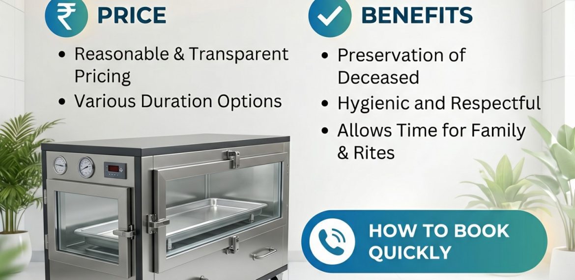 Dead body freezer box in Jaipur for body preservation service by Heaven Gate Funeral Care