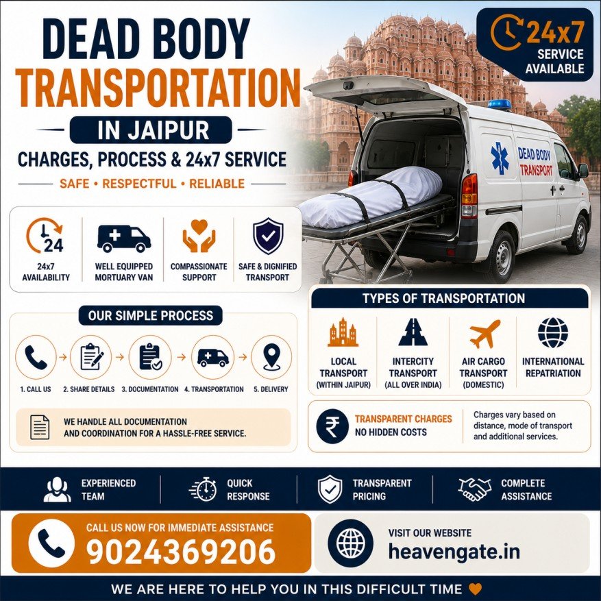 dead body transportation jaipur ambulance service process