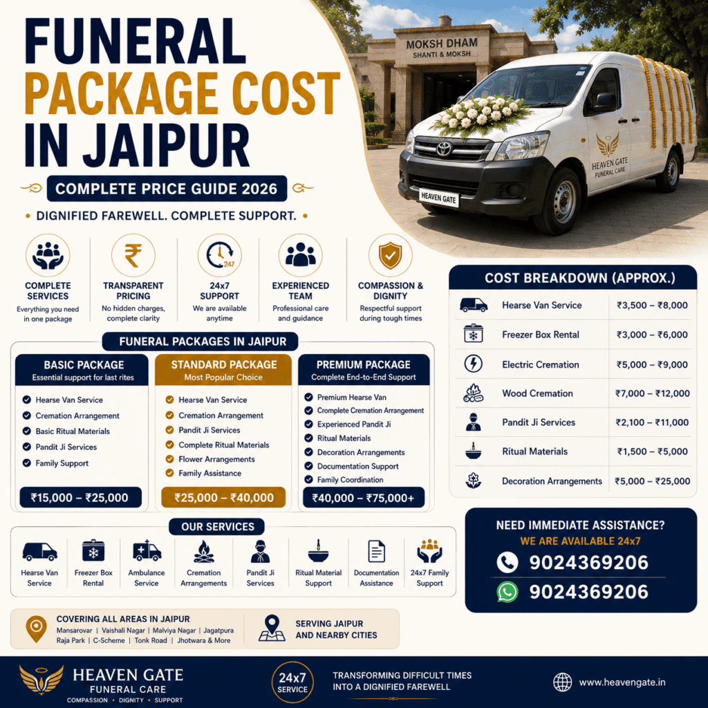 funeral package cost in jaipur with cremation services and funeral support