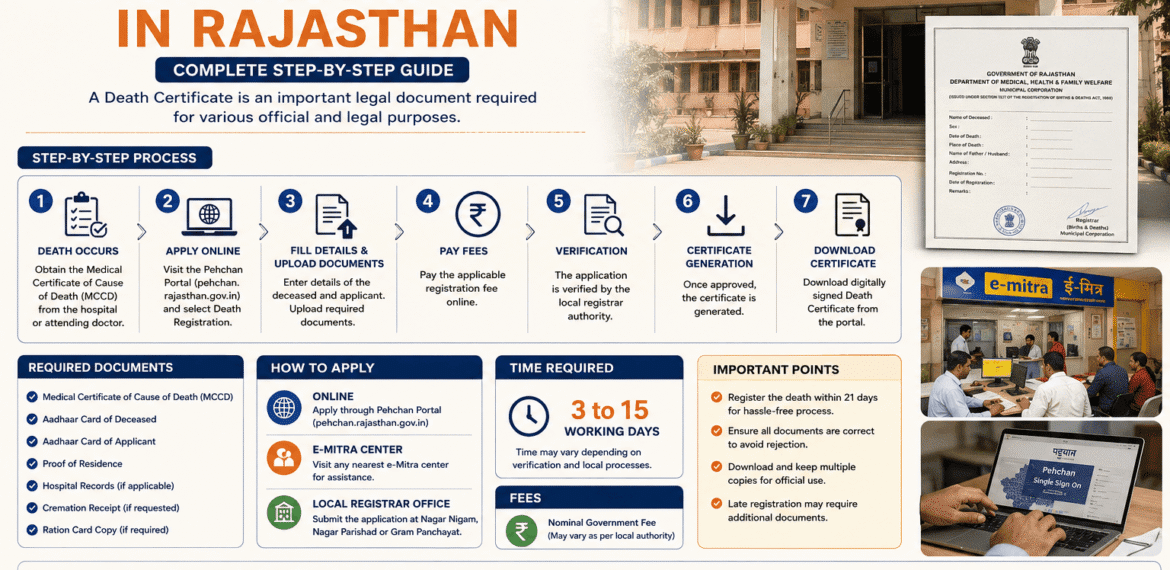 death certificate in rajasthan application process through pehchan portal and local registrar office