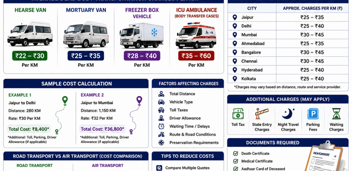 dead body transportation charges per km in india cost guide with hearse van and mortuary vehicle