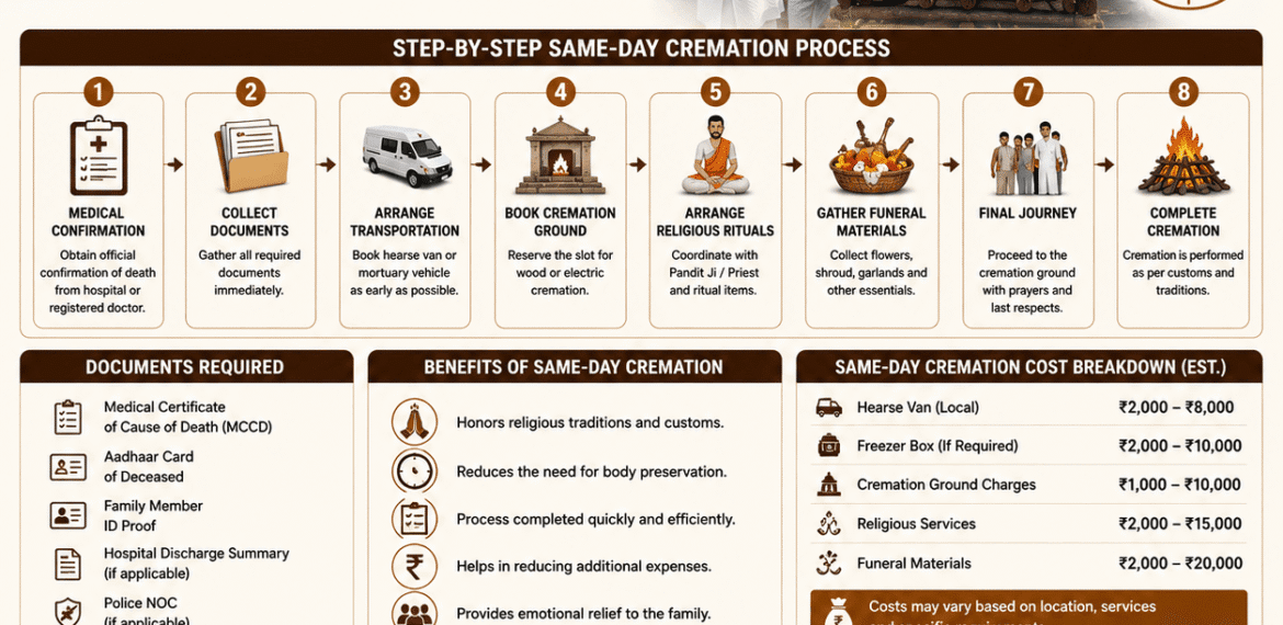 same day cremation arrangements guide showing funeral planning process documents required transportation and cremation services