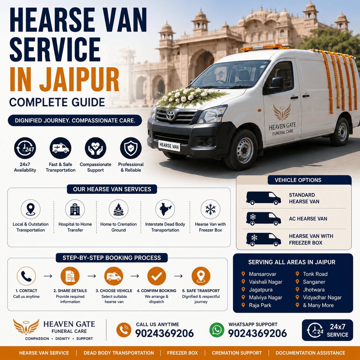 hearse van service in jaipur for dead body transportation and funeral support