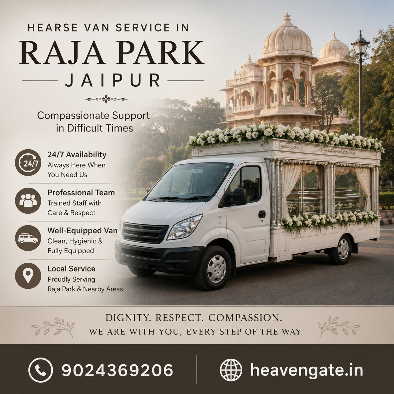 Hearse Van Service in Raja Park Jaipur – 24/7 Dead Body Transportation