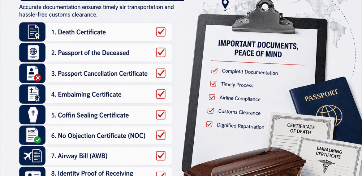 International death documentation checklist for human remains transportation and repatriation process