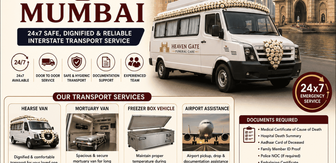 Dead body transportation from Jaipur to Mumbai using a hearse van and freezer box vehicle with 24x7 interstate funeral transportation service