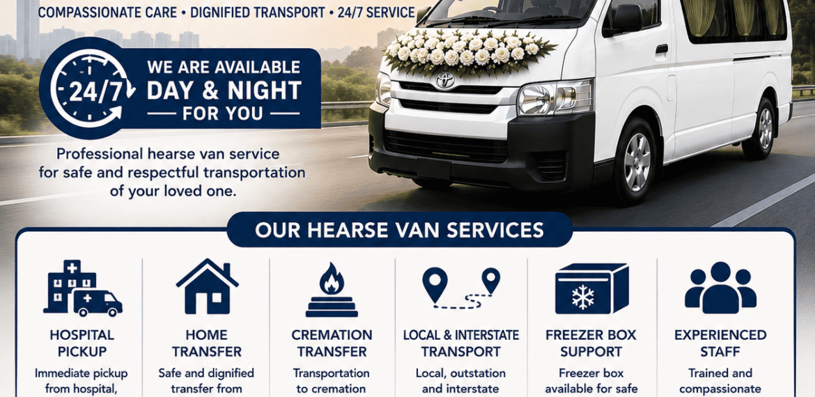 Hearse van service near me with local funeral transport, hospital pickup, cremation transfer, and emergency hearse van assistance.