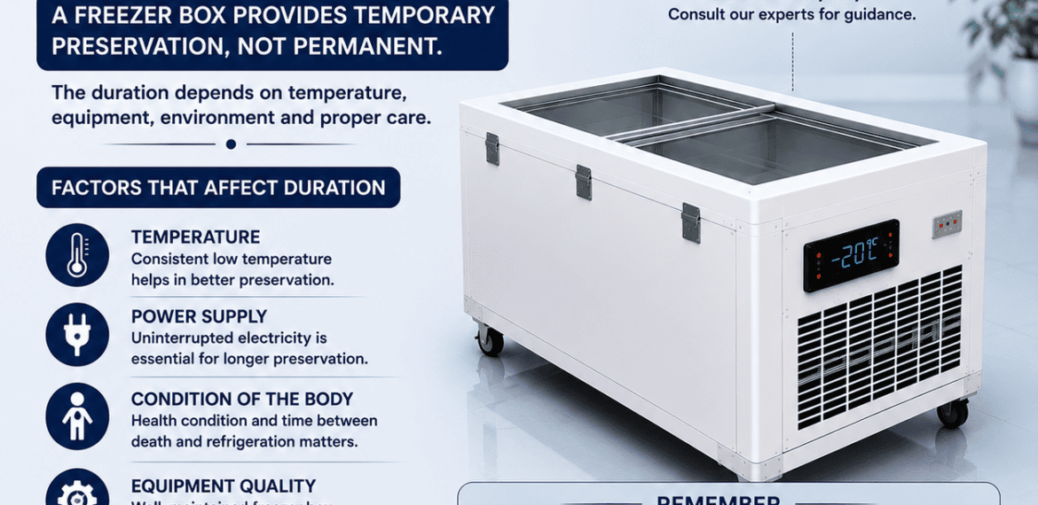 How Long Can a Body Stay in a Freezer Box? Temporary preservation guidance with freezer box service information.