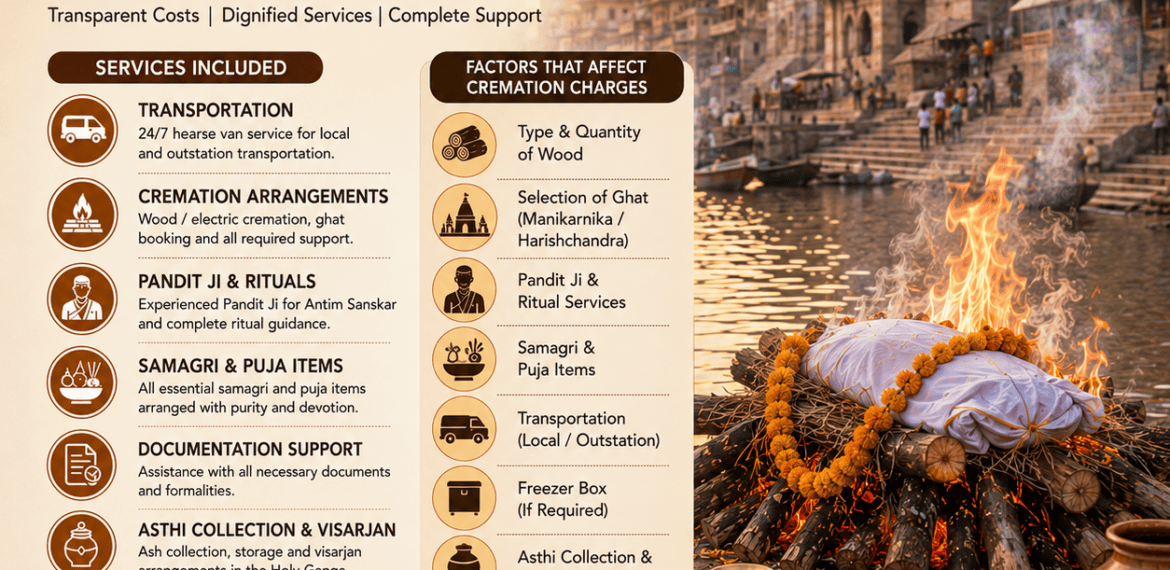 Cremation charges in Varanasi with cremation services and funeral support