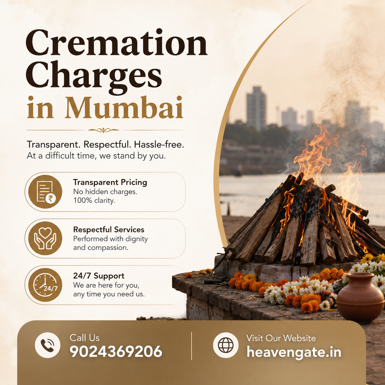 Cremation charges in Mumbai with respectful cremation service and 24/7 support