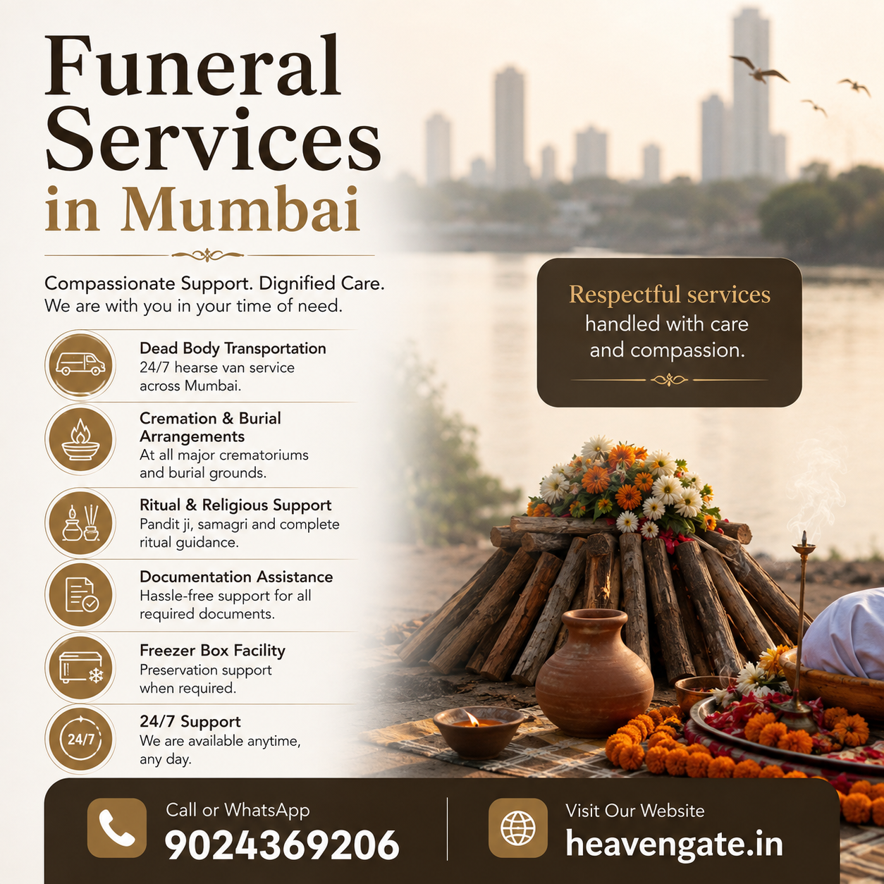 Funeral services in Mumbai with compassionate support and 24/7 assistance