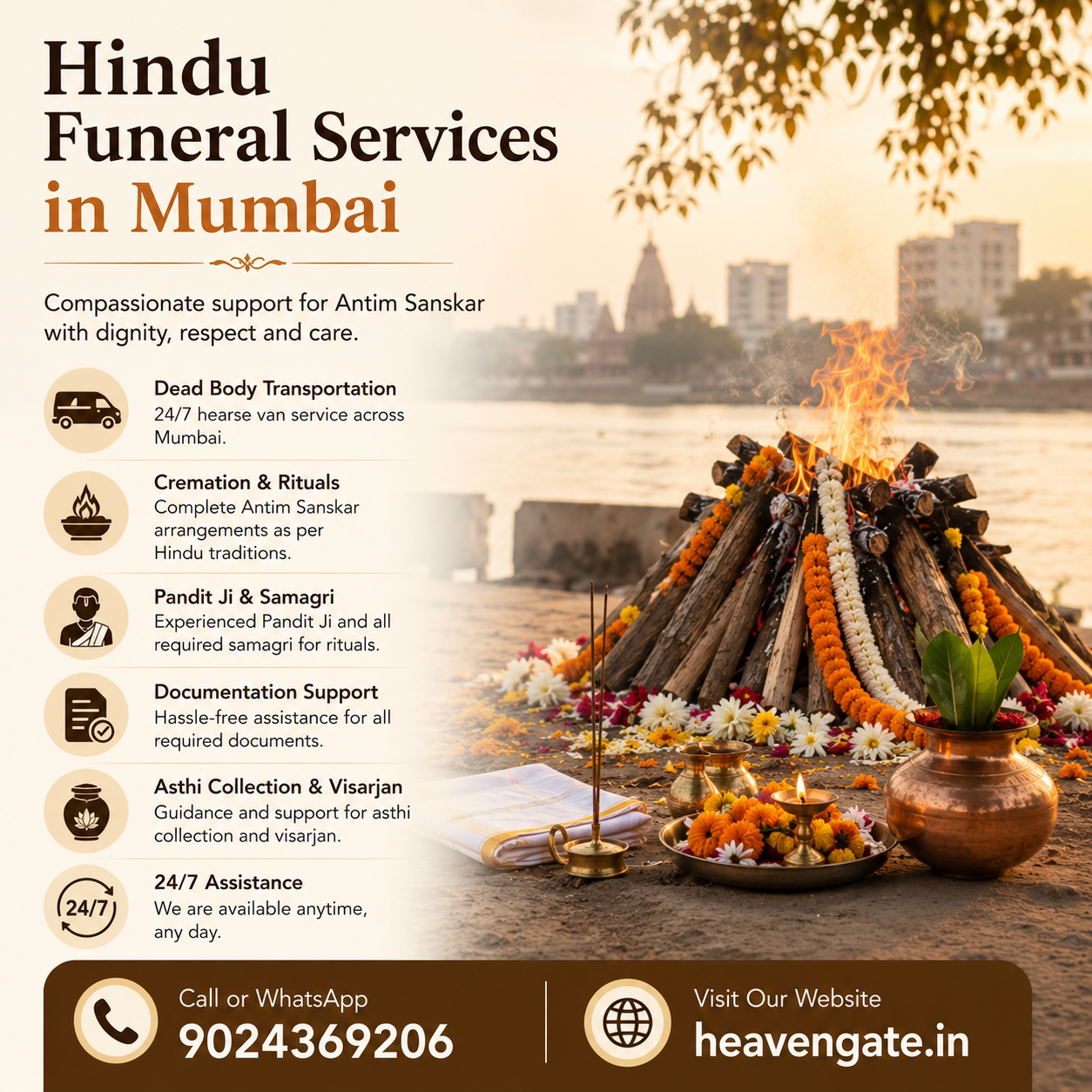 Hindu funeral services in Mumbai with Antim Sanskar and cremation support