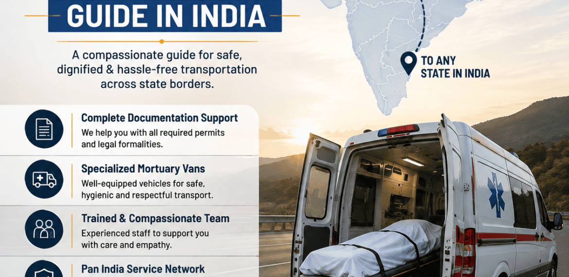 Interstate dead body transportation guide in India with ambulance service and professional funeral transport assistance.