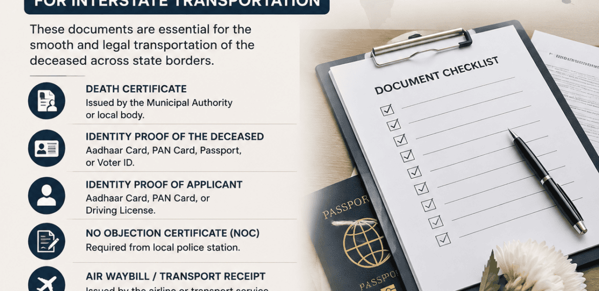 Documents required after death for interstate transportation in India