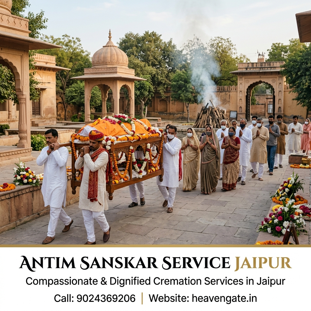 Antim Sanskar Service in Jaipur – Compassionate funeral and cremation assistance by Heaven Gate. Contact 9024369206 or visit heavengate.in.