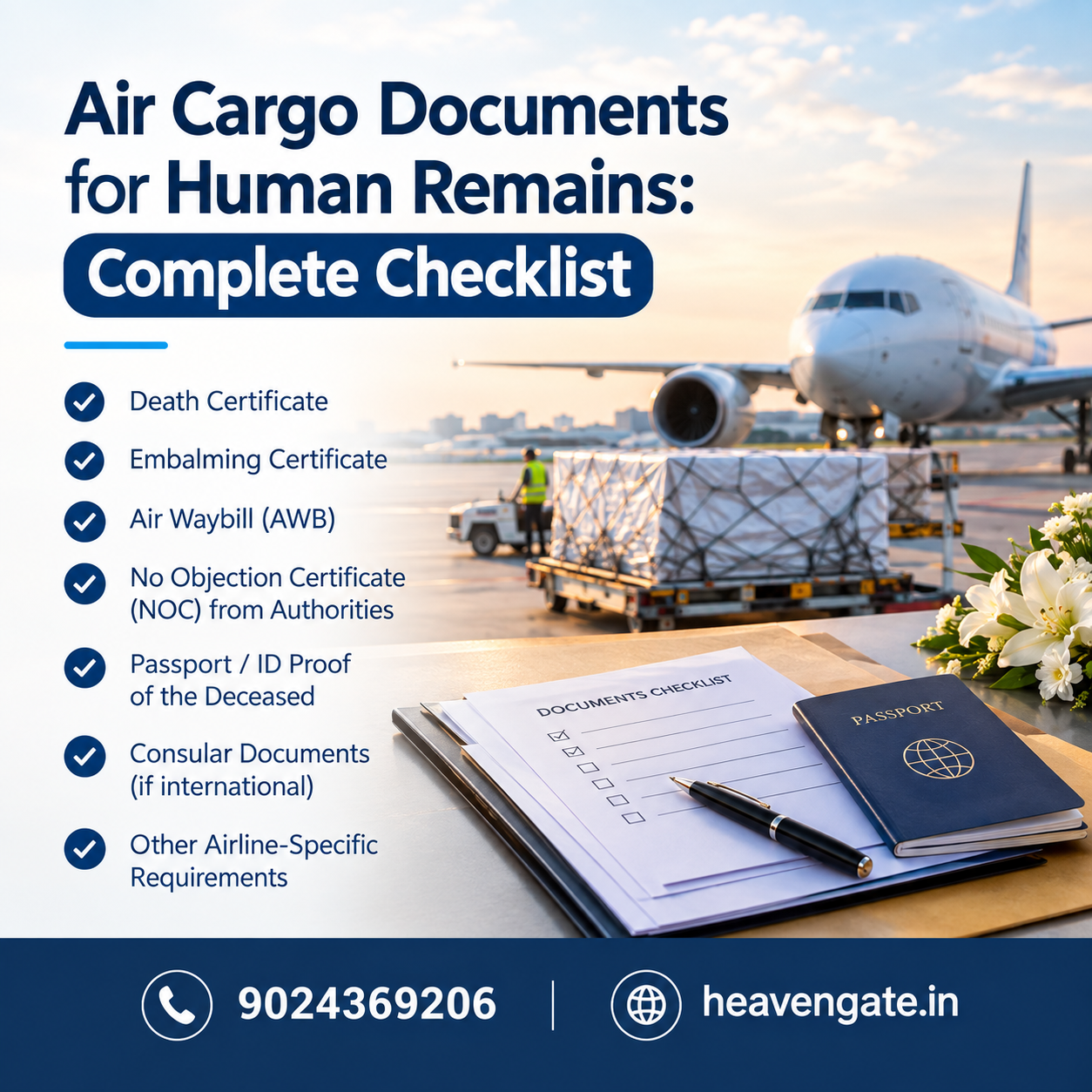 Air cargo documents checklist for human remains transportation