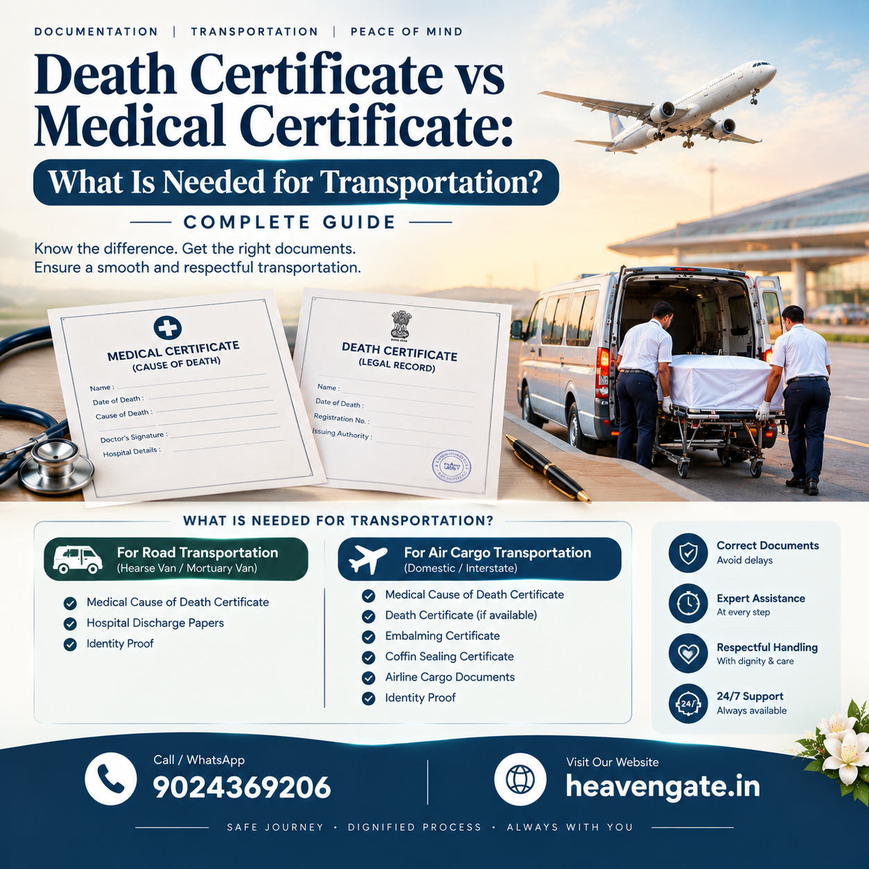 Death Certificate vs Medical Certificate for Dead Body Transportation