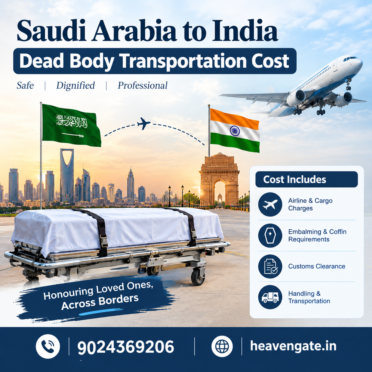 Saudi Arabia to India dead body transportation cost
