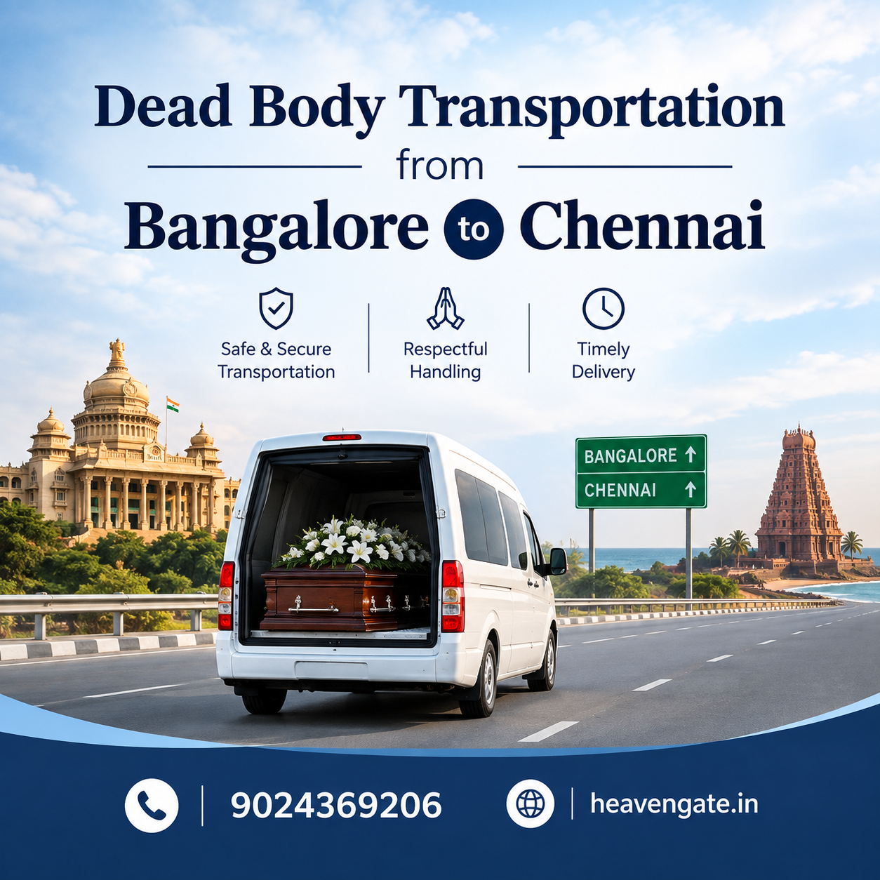 Dead Body Transportation from Bangalore to Chennai by Road and Air