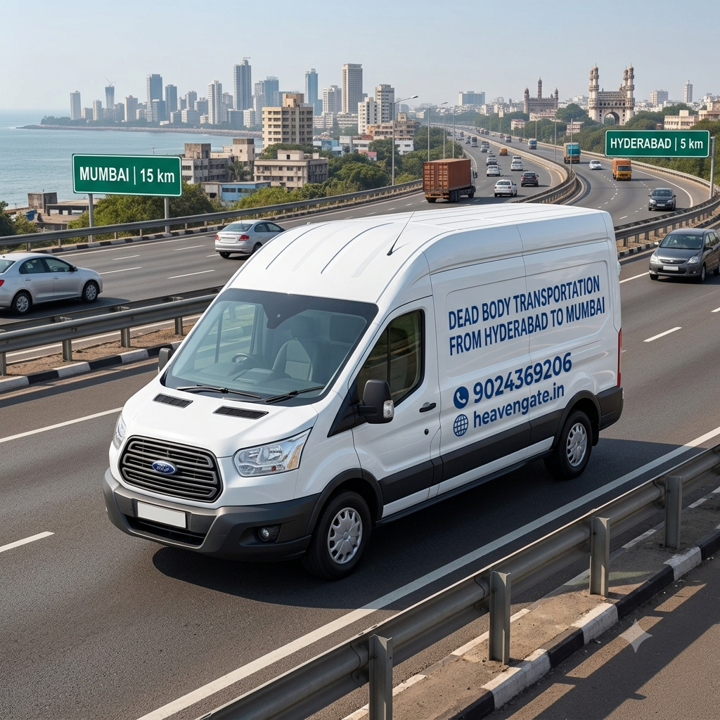 A white transport van with text