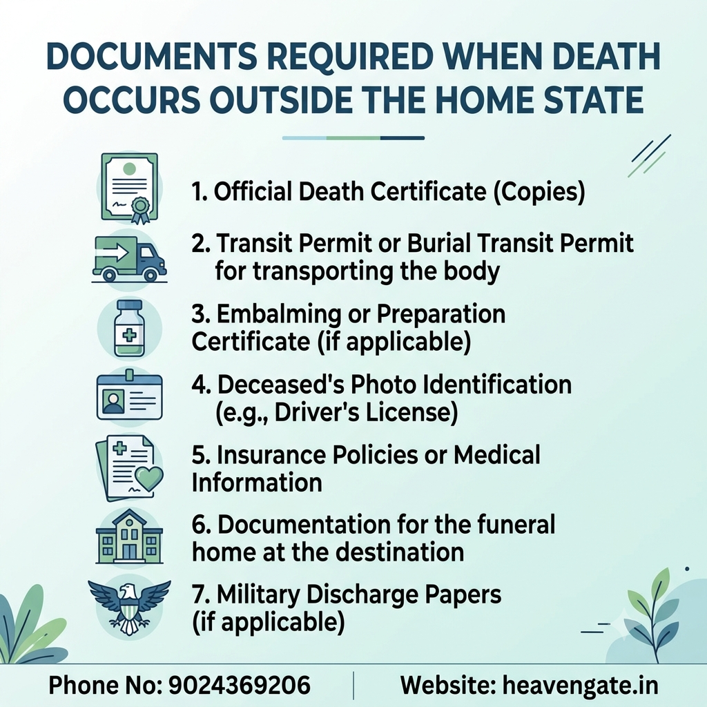 Infographic Checklist of Documents Required When Death Occurs Outside the Home State