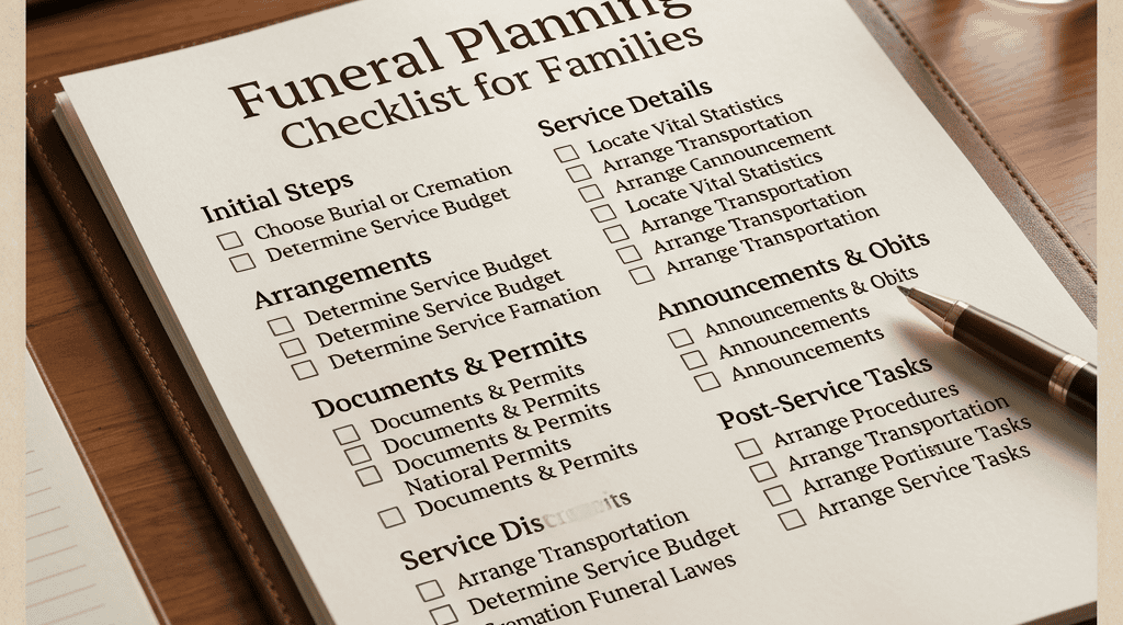 Comprehensive Funeral Planning Checklist for Families with Contact Information for Heaven Gate