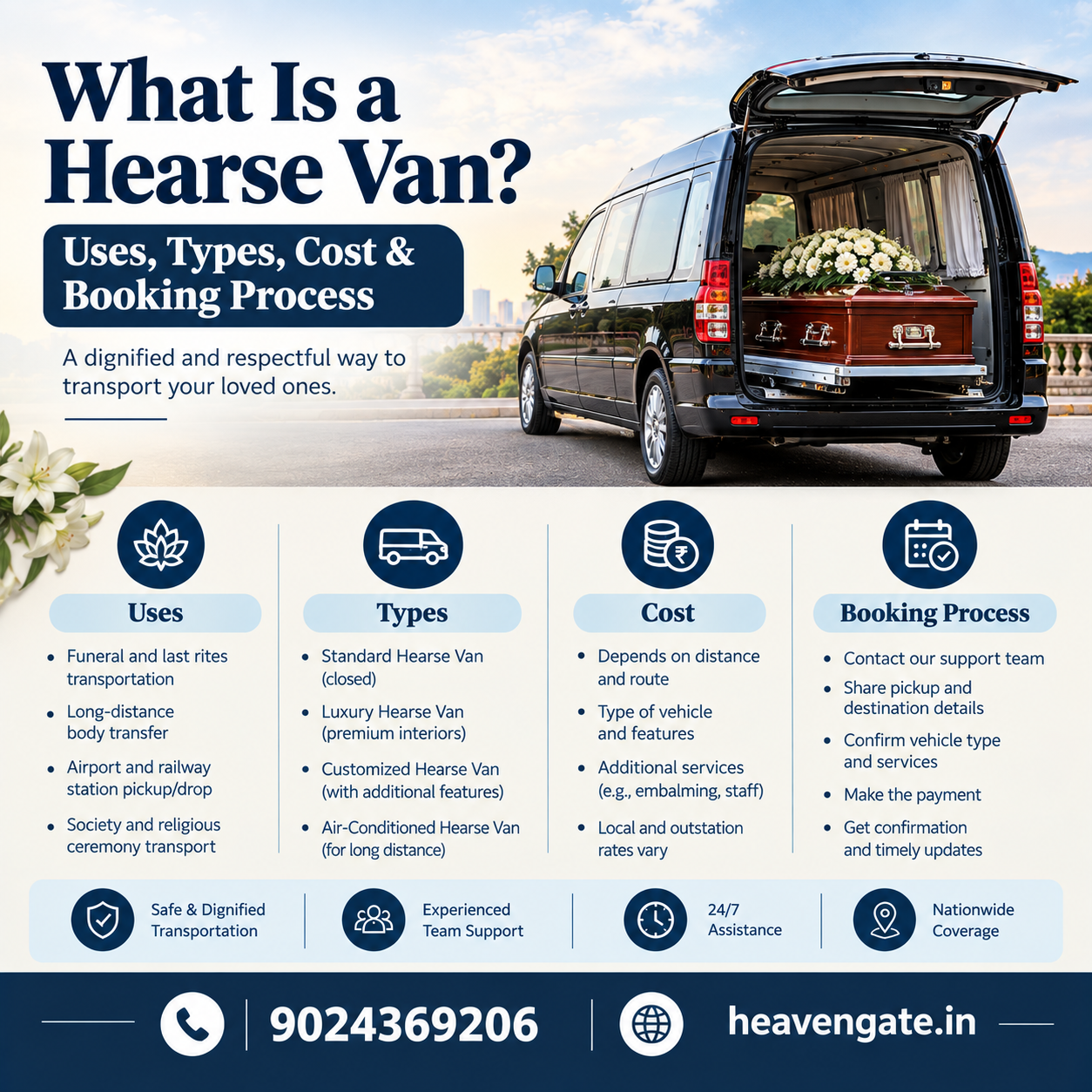 What is a hearse van uses types cost and booking process