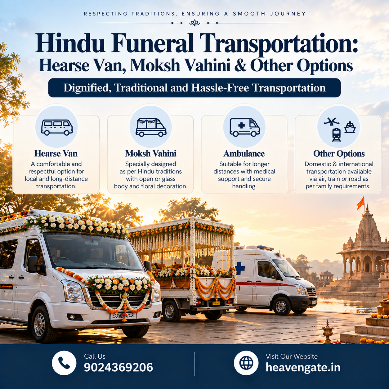 Hindu Funeral Transportation Services – Hearse Van and Moksh Vahini