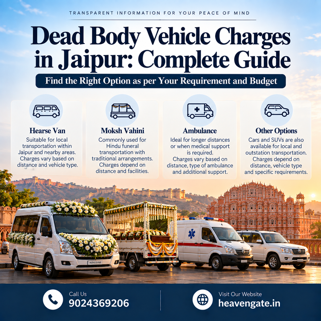 Dead Body Vehicle Charges in Jaipur – Hearse Van, Moksh Vahini and Ambulance