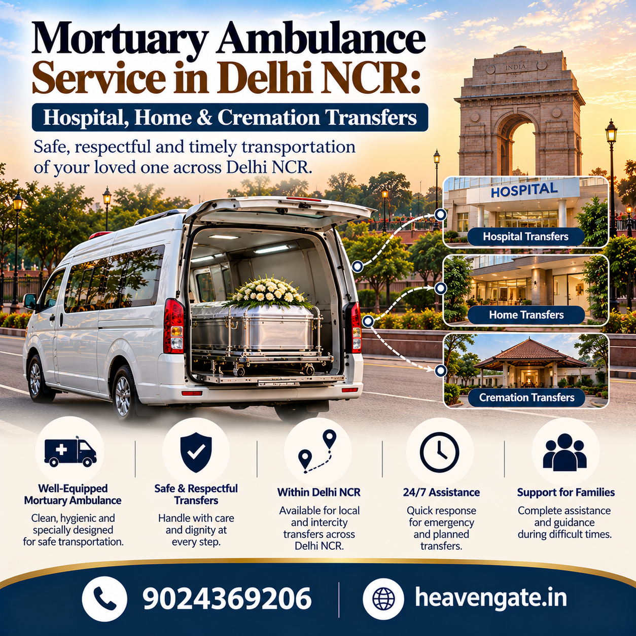 Mortuary Ambulance Service in Delhi NCR – Hospital, Home and Cremation Transfers | Heaven Gate